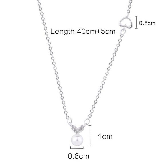 NEW 925 Sterling Silver Pearl Heart Necklace - Picture 8 of 8